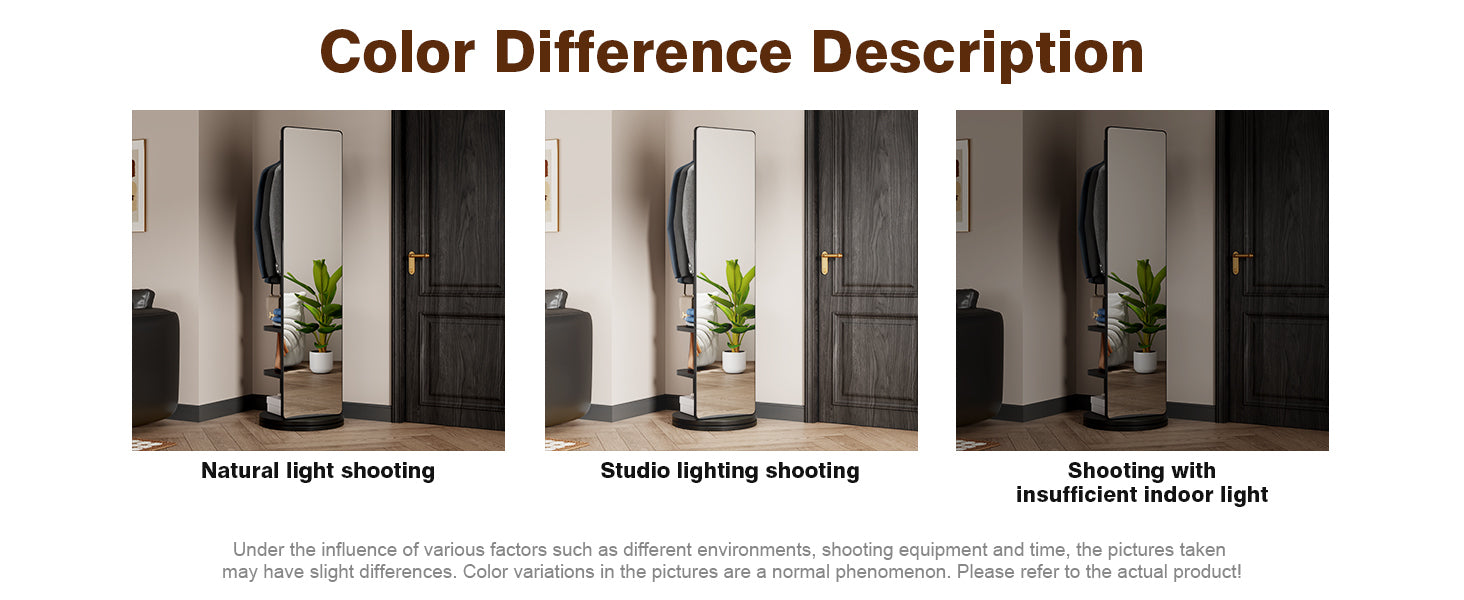 Start2Finish rotating full-length mirror with coat rack, rubber wood frame, natural finish, and 360° rotation for bedroom or entryway.