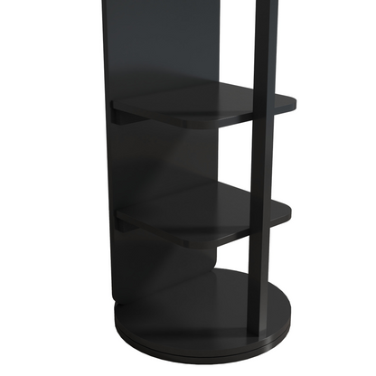 Start2Finish rotating full-length mirror with coat rack, rubber wood frame, and storage for bedroom or entryway.