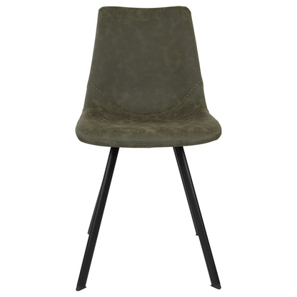 Set of 2 Markley Modern Leather Dining Chairs with metal legs, featuring sleek design and comfortable padded seats.