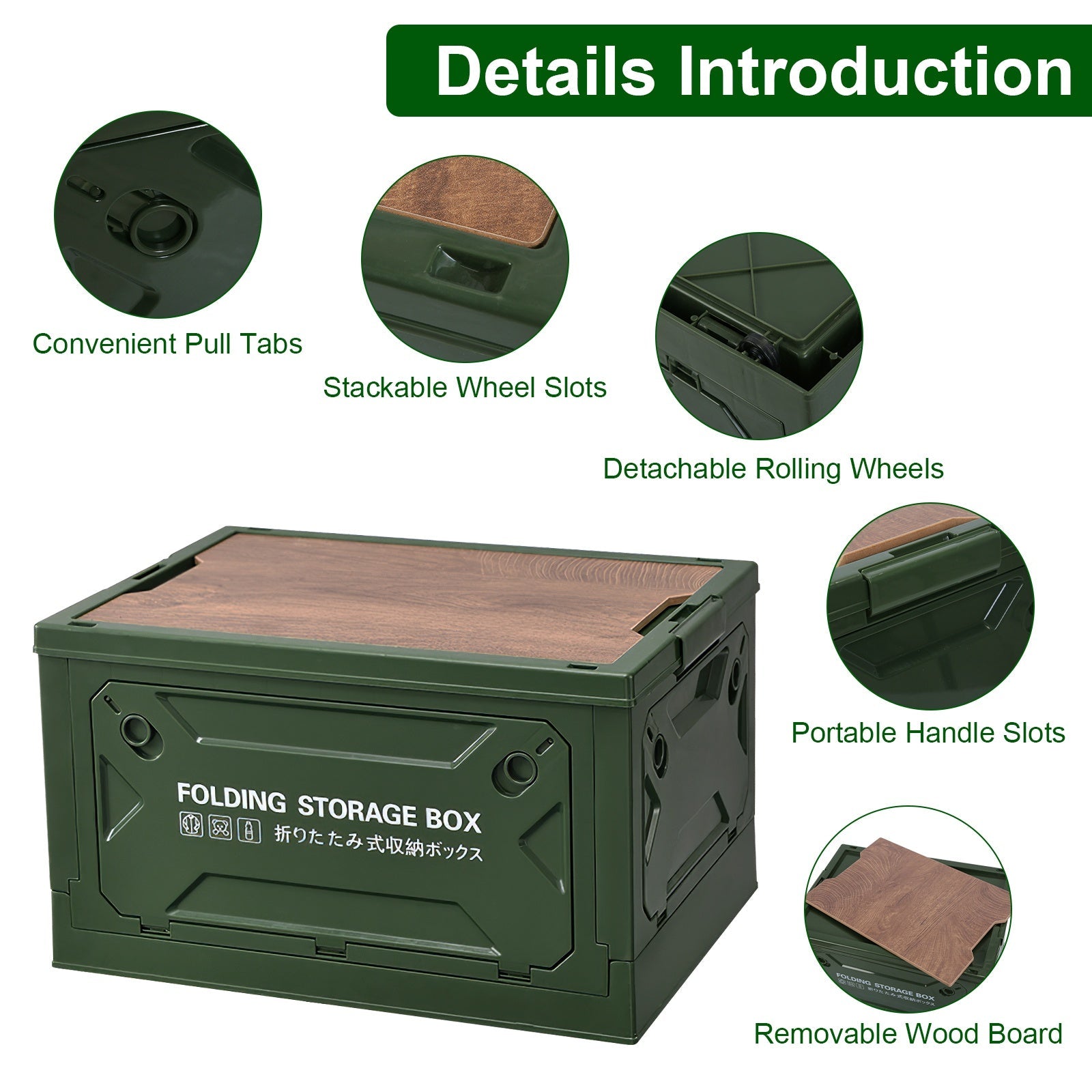 1Pc Folding Storage Bin Camping Collapsible Organizer Box Stackable
