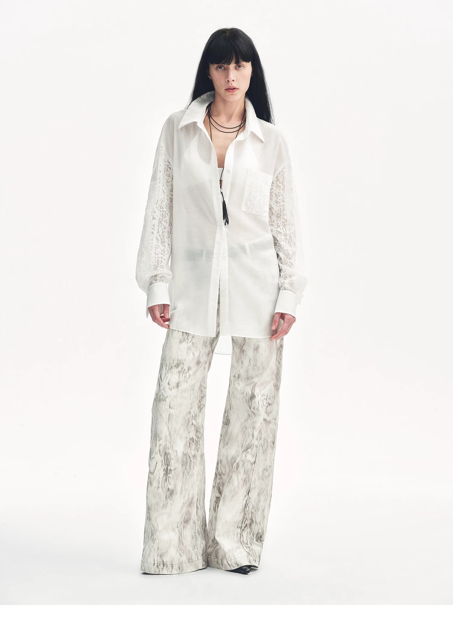 "Phantom" original snake print flared denim trousers