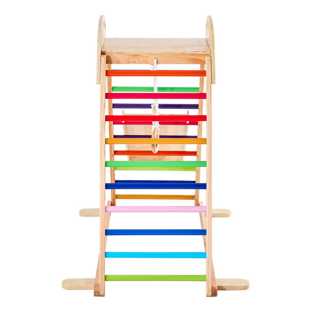 Indoor Playground Jungle Gym, 4-in-1 Wooden Indoor Playground Playset