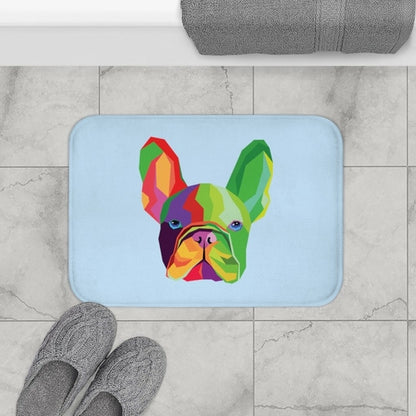 Colorful dog bath mat by Yellow Pandora with bright, vibrant patterns, designed for bathroom safety and comfort.