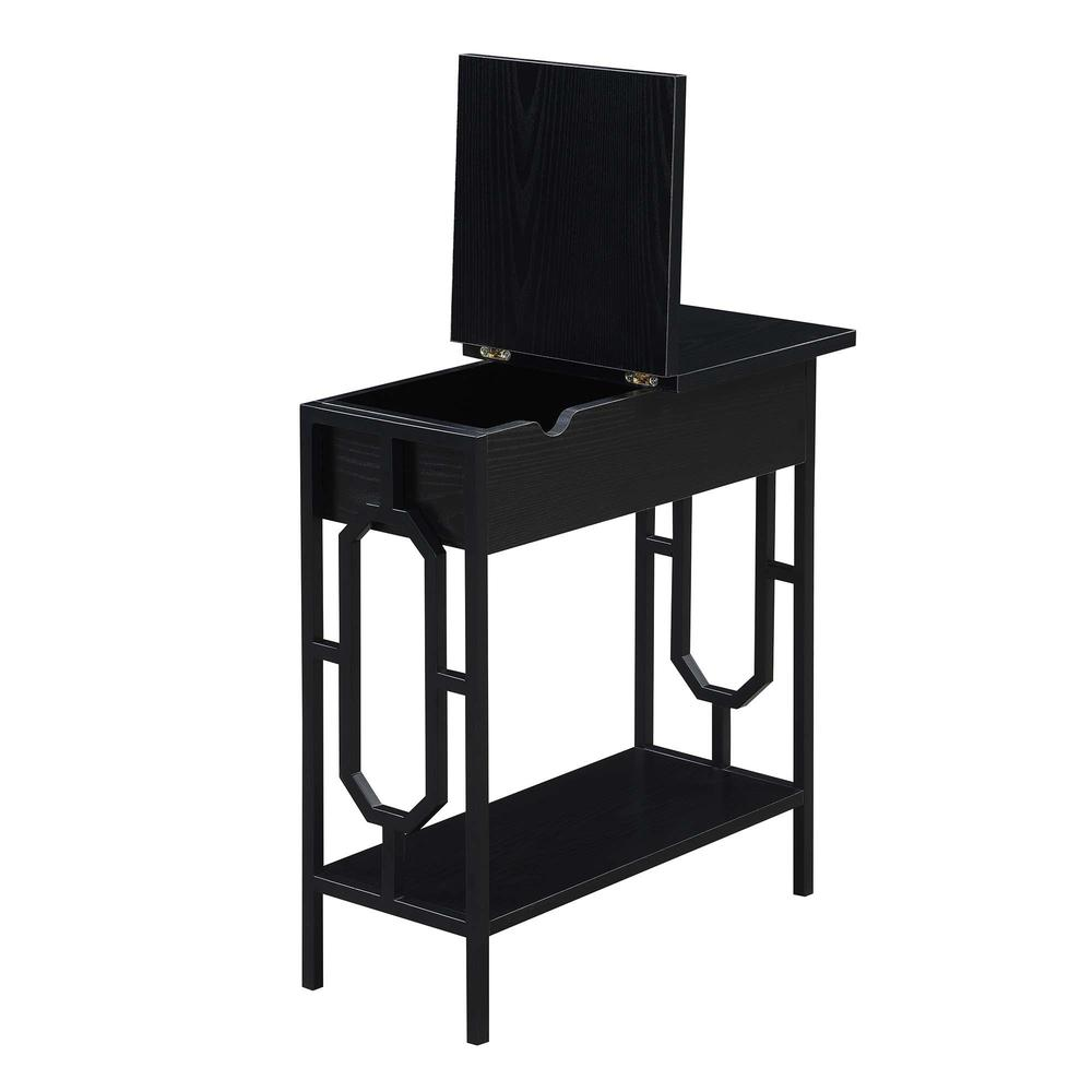 Start2Finish Omega flip top end table with built-in charging station, featuring a sleek design and functional surface for convenience.