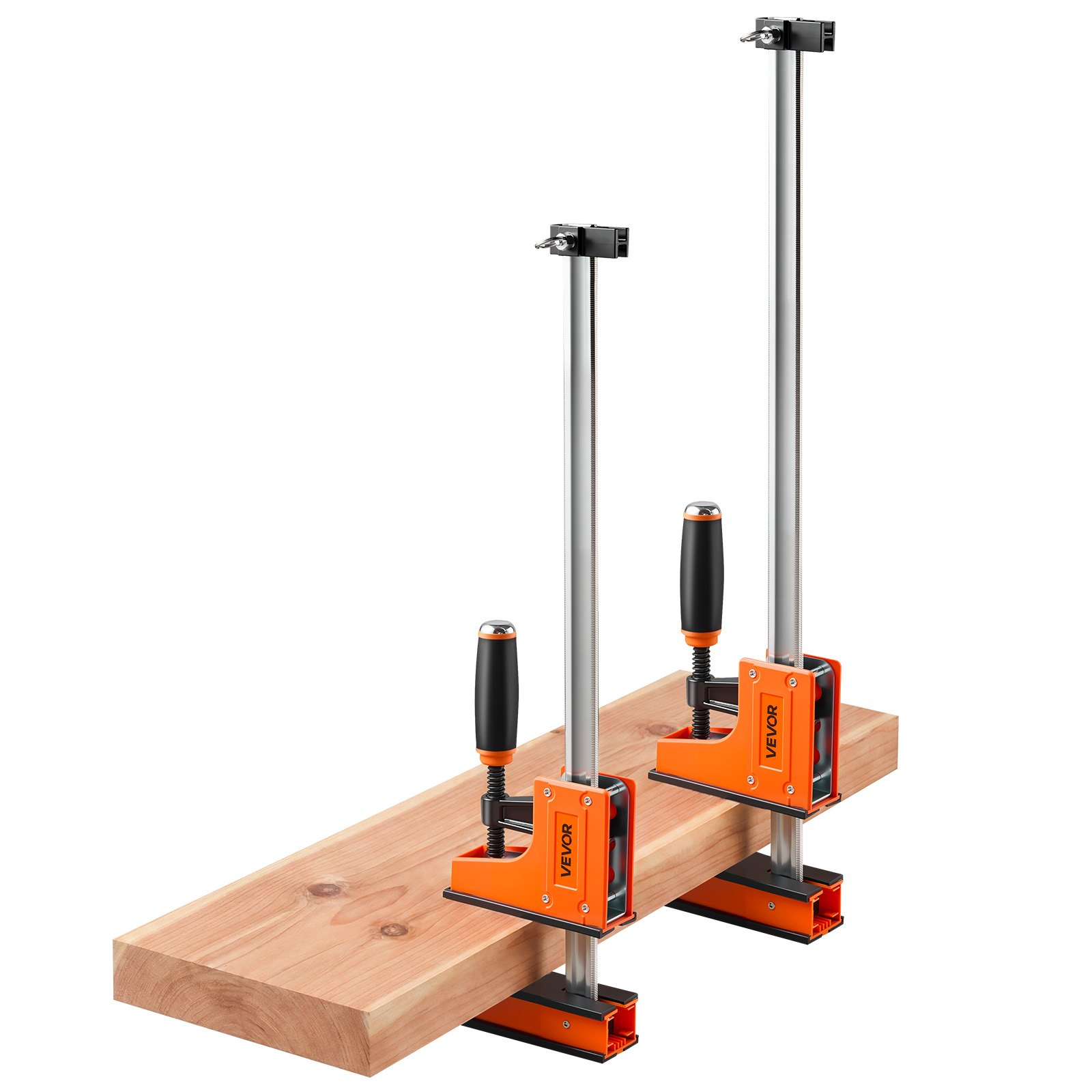 Start2Finish VEVOR wood and metalworking bar clamps, 24" and 31" F clamps with rubber pads and ergonomic handles.