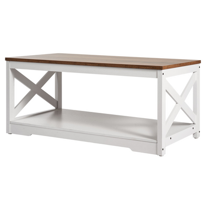 Start2Finish VEVOR farmhouse coffee table set with two side tables, industrial style, includes charging station, for living room or office