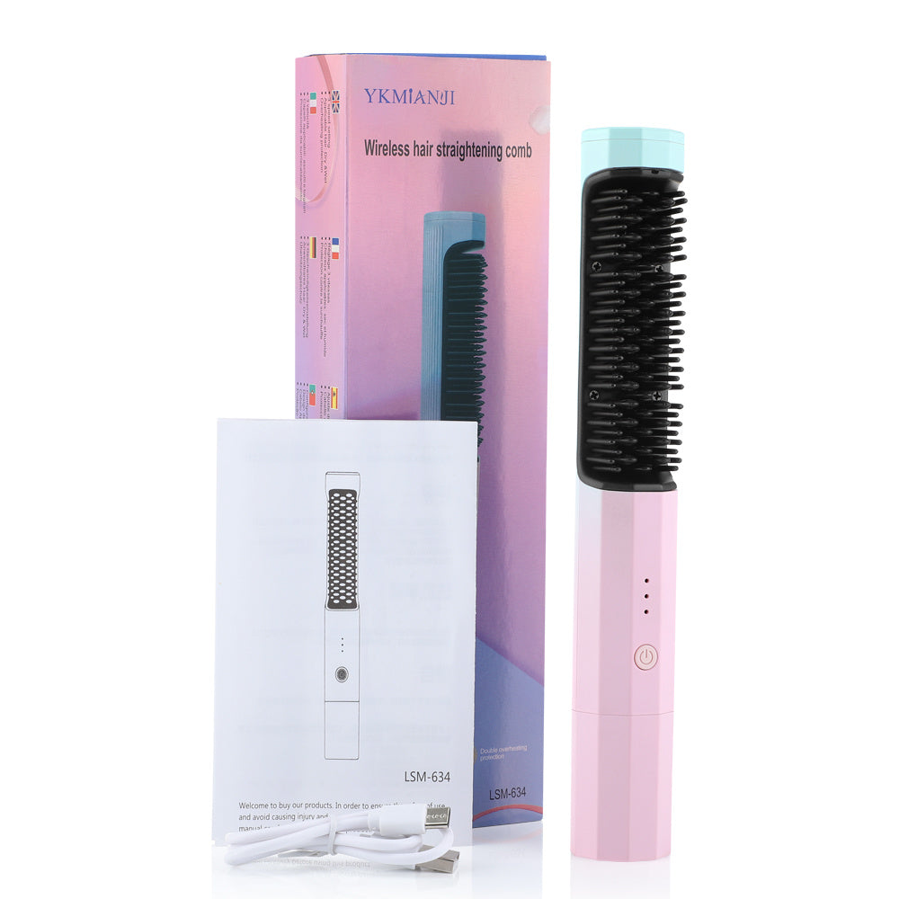Straightening Comb Rechargeable Hair Wireless Straightener Curler Curl