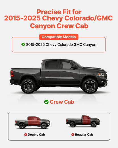 Start2Finish VEVOR black steel running boards for Chevy Colorado and GMC Canyon crew cab, 3-inch side steps with non-slip surface