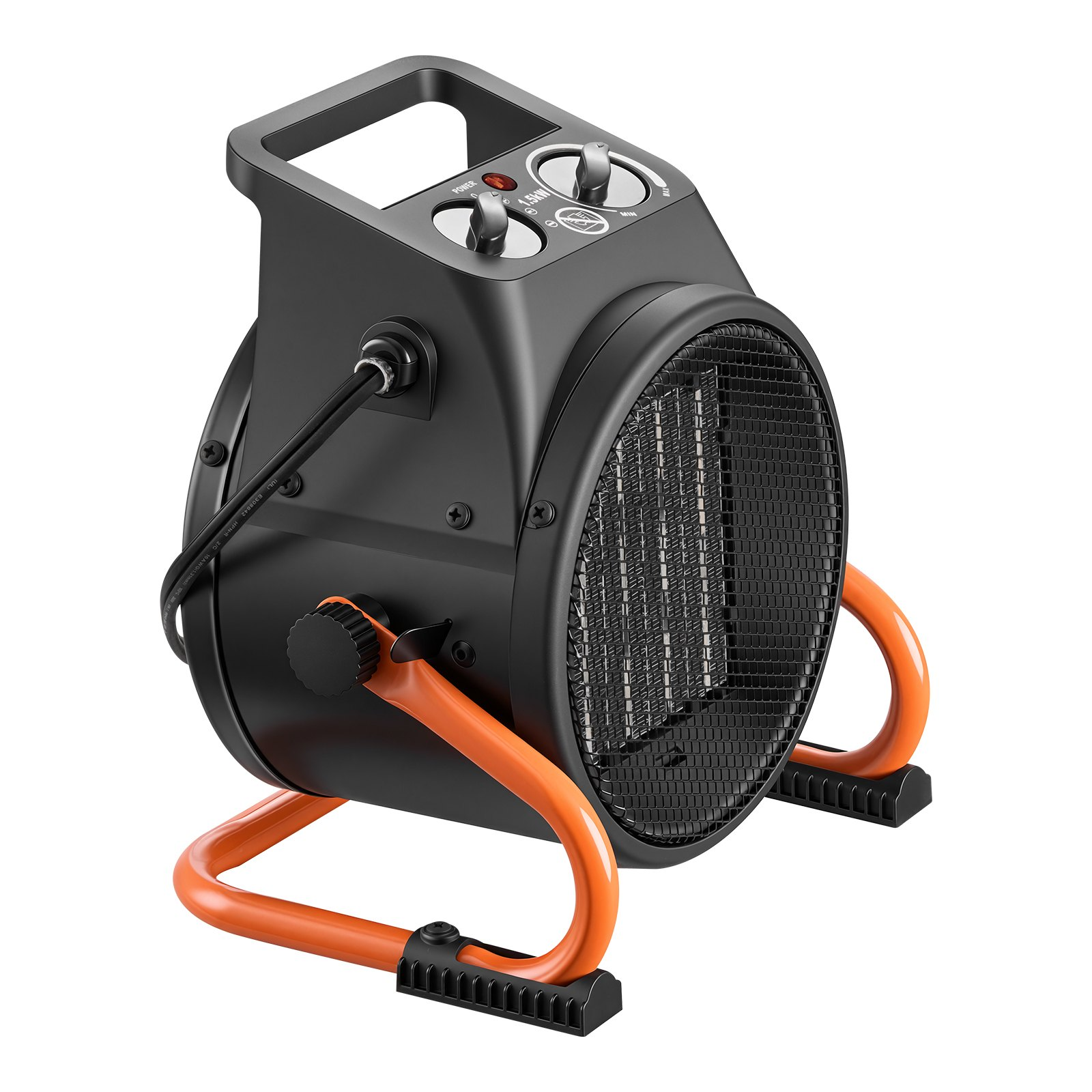 Start2Finish VEVOR 1500W greenhouse heater with thermostat, fan, adjustable angle, and overheat protection for grow tents and indoor spaces.