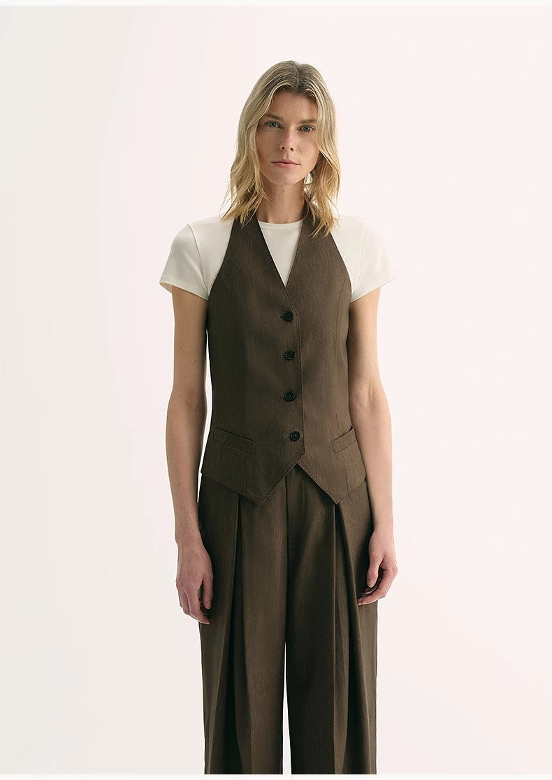 Classic old money style cool feeling silk linen halterneck sleeveless