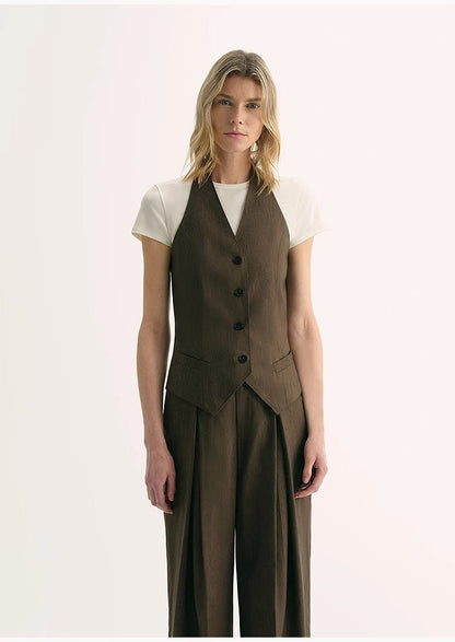 Classic old money style cool feeling silk linen halterneck sleeveless