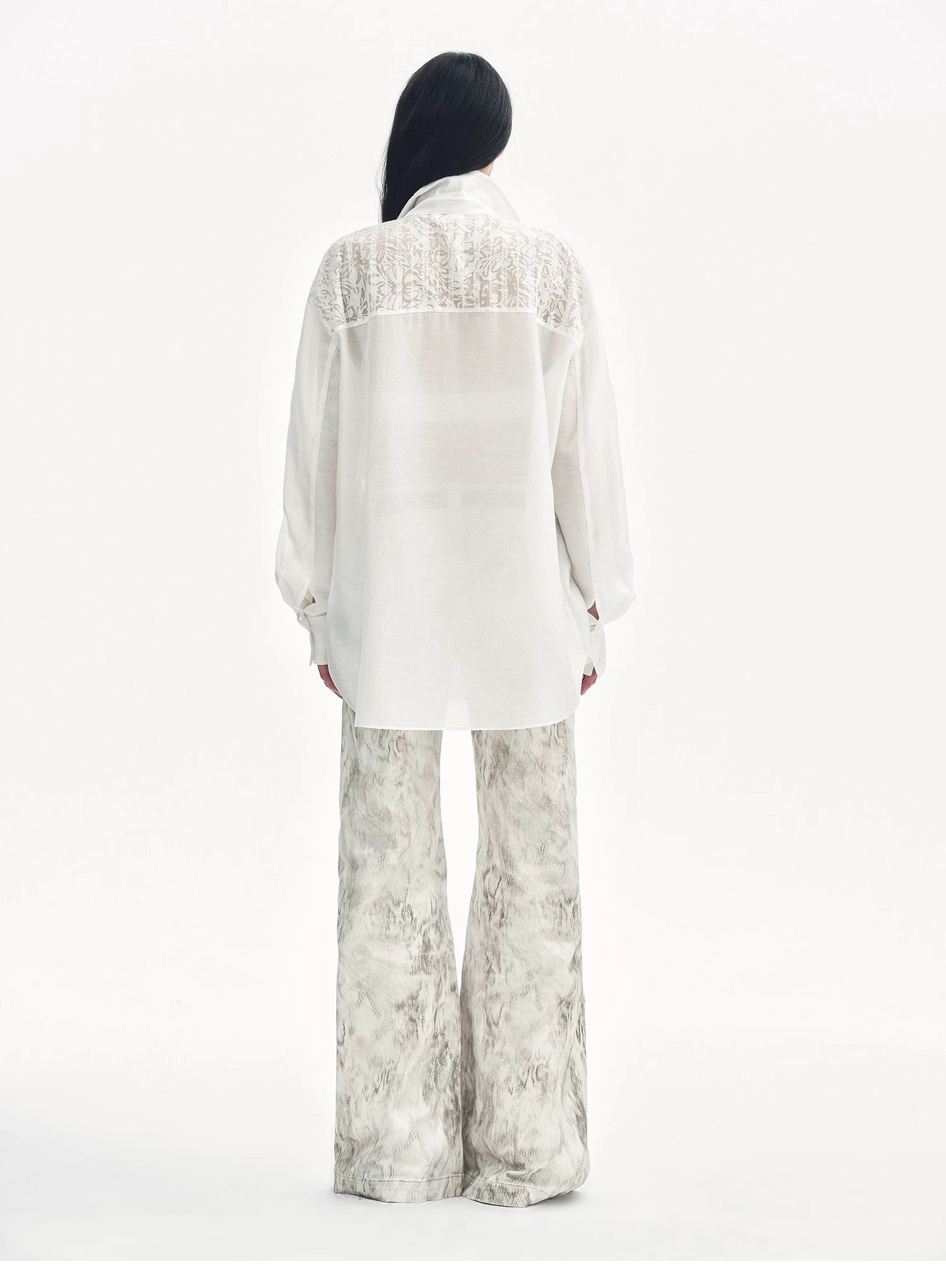 "Phantom" original snake print flared denim trousers