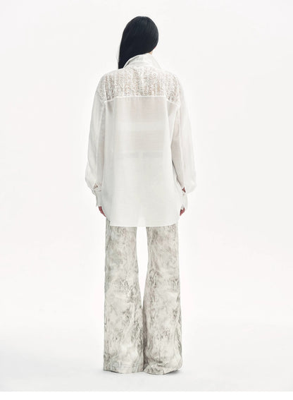 "Phantom" original snake print flared denim trousers