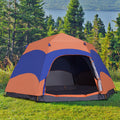 Outsunny 5-6 people Hexagon Double Layer Camping Tent Portable Easy