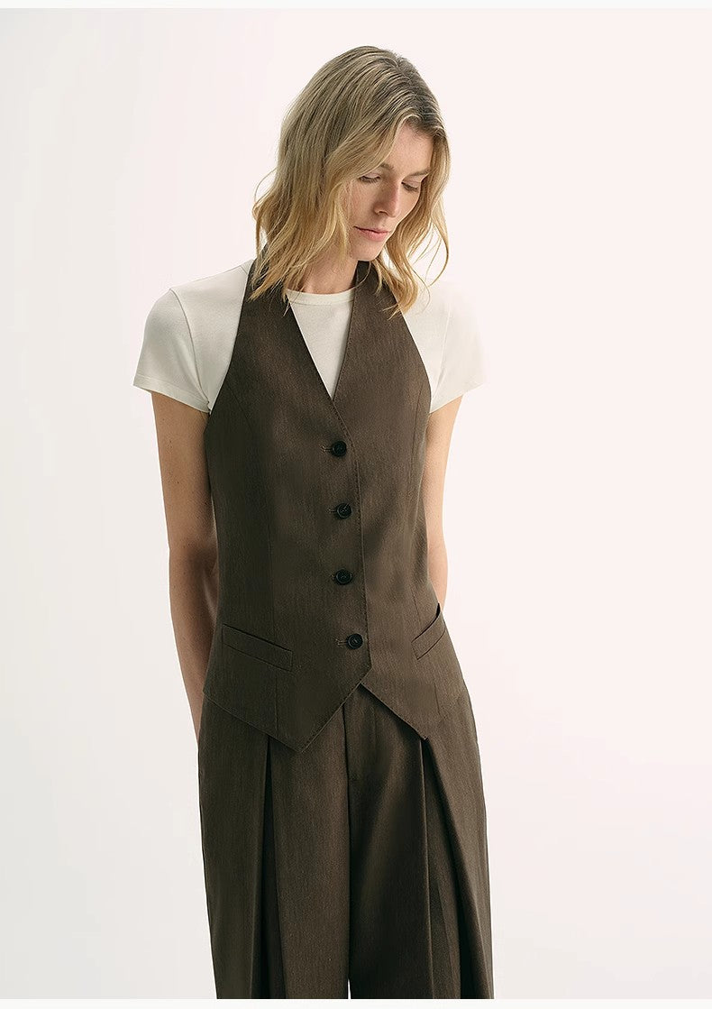 Classic old money style cool feeling silk linen halterneck sleeveless