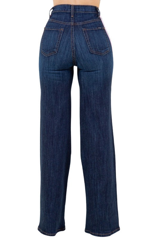 Wide Leg Jean with Stripe detail