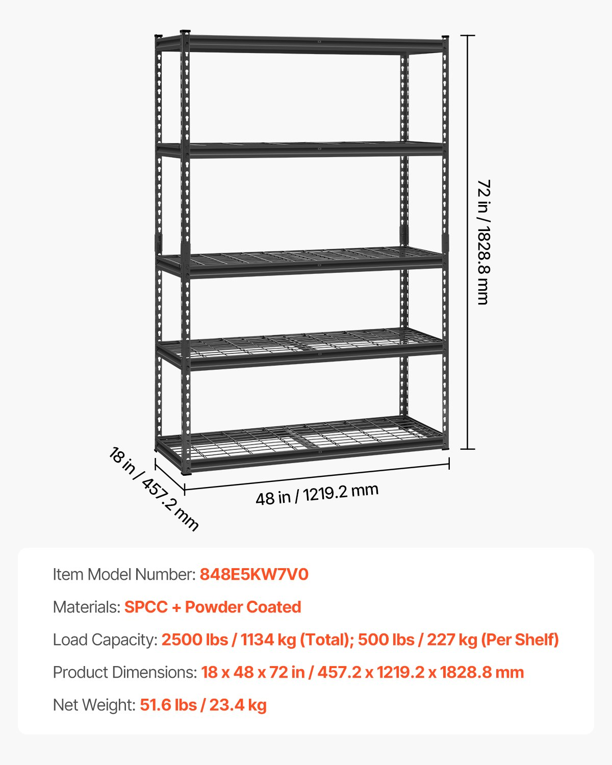 Start2Finish VEVOR 5-tier heavy-duty metal garage shelving unit with adjustable black steel shelves for garage, warehouse, or basement storage