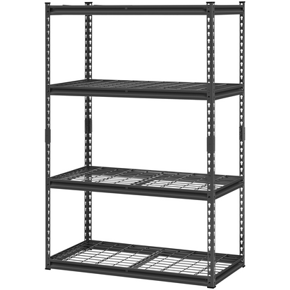 Start2Finish VEVOR 4-tier heavy duty garage shelving unit with adjustable metal shelves, 20" D x 40" W x 60" H in black.