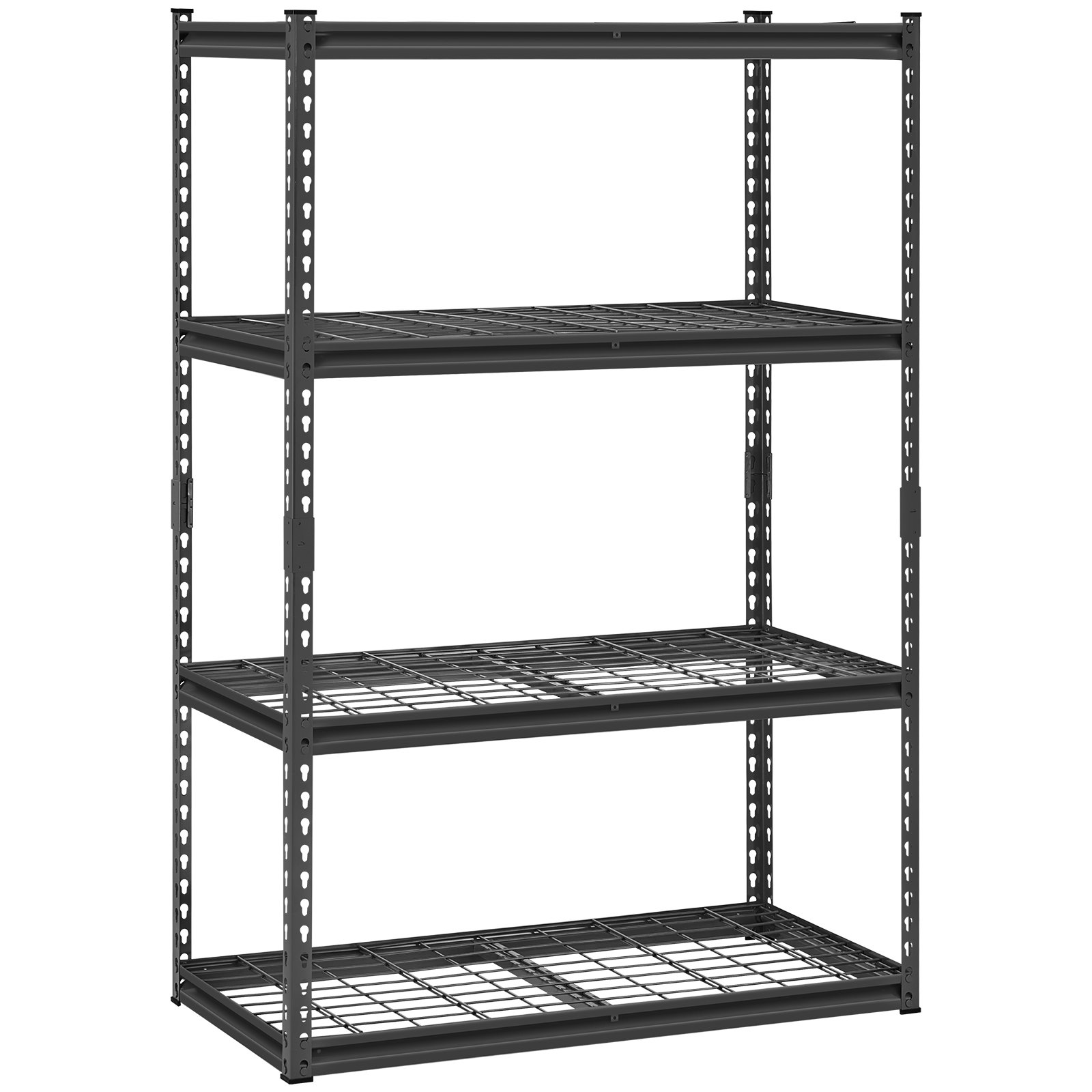 Start2Finish VEVOR 4-tier heavy duty garage shelving unit with black metal shelves, 20" D x 40" W x 60" H, adjustable for industrial storage