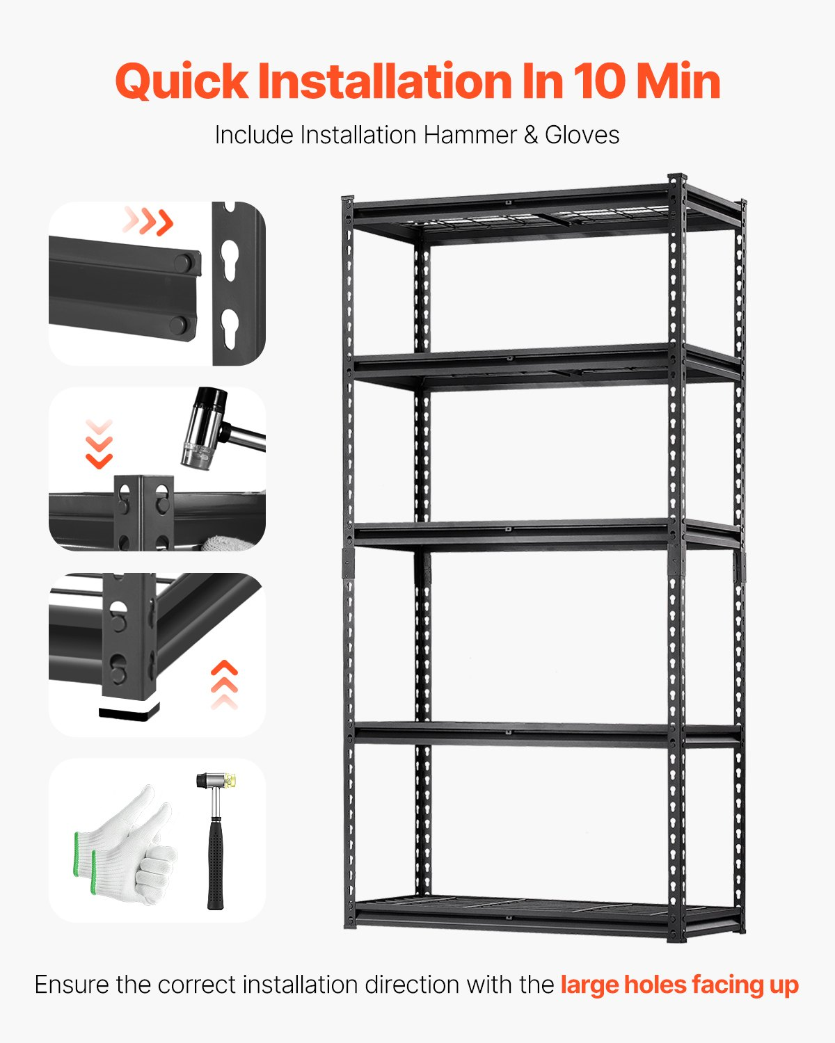 Start2Finish VEVOR heavy-duty 5-tier garage storage shelves with adjustable metal shelves, 2000 lbs capacity, black industrial shelving unit