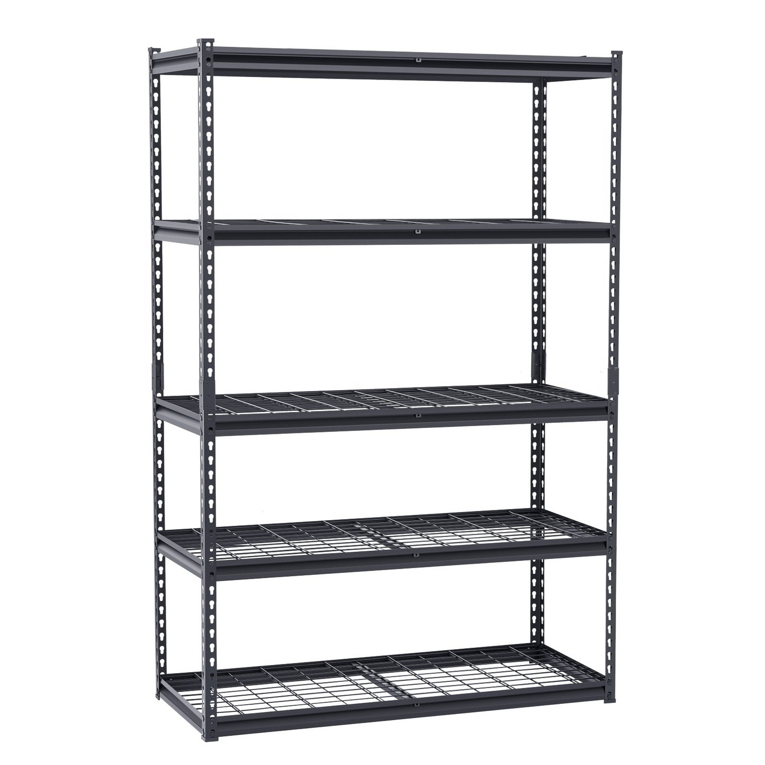 Start2Finish VEVOR heavy duty 5-tier garage shelving unit with adjustable black metal shelves, 20" D x 48" W x 72" H for industrial storage