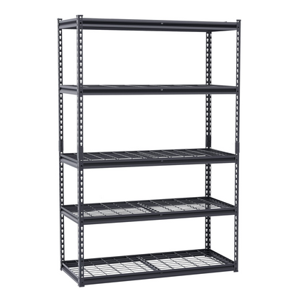 Start2Finish VEVOR heavy duty 5-tier garage shelving unit with adjustable black metal shelves, 20" D x 48" W x 72" H for industrial storage
