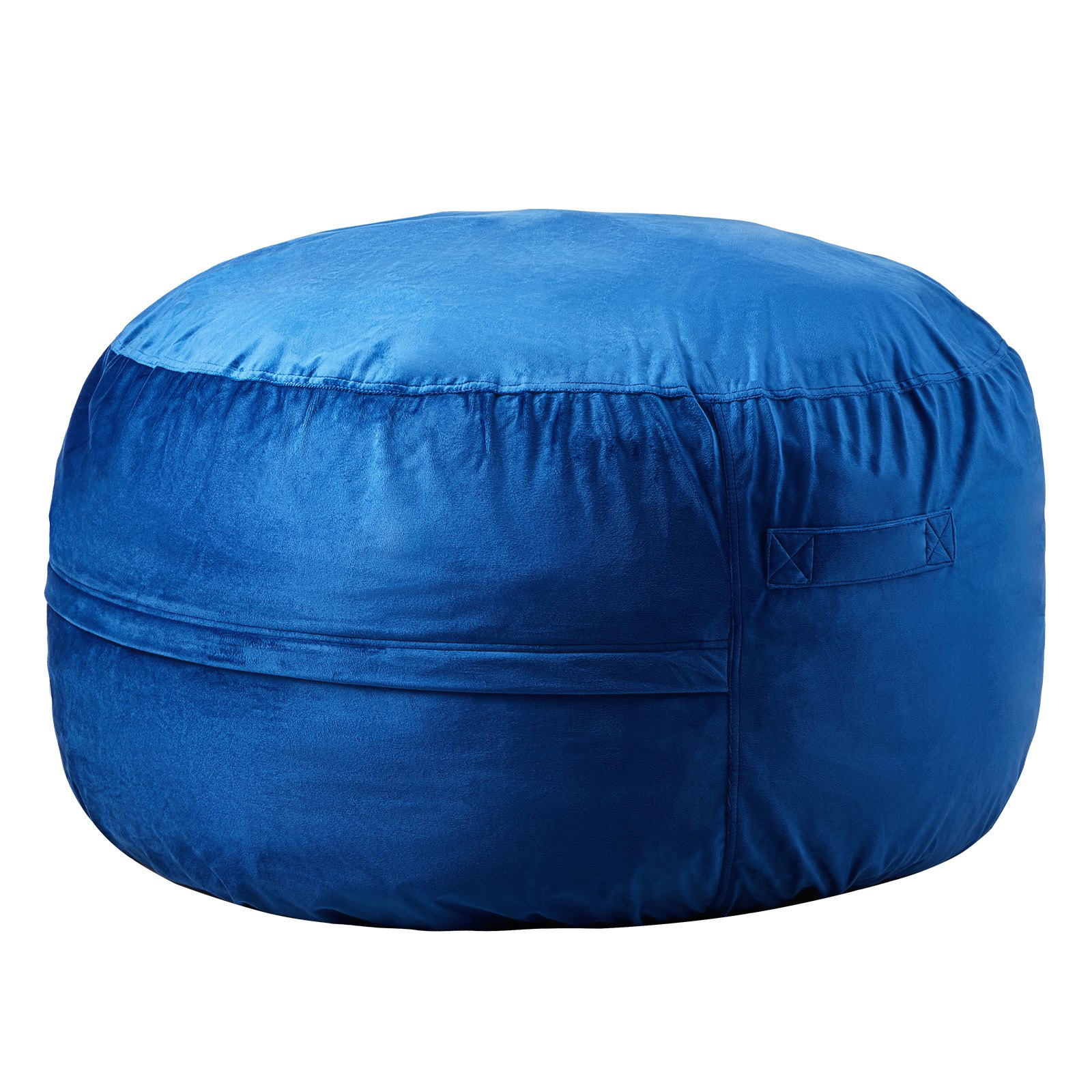 Start2Finish blue 3-foot round bean bag chair with removable washable cover, filled with memory foam and covered in soft Dutch velvet.