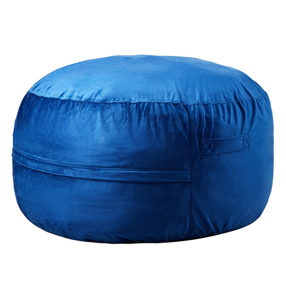 Start2Finish blue 3-foot round bean bag chair with removable washable cover, filled with memory foam and covered in soft Dutch velvet.