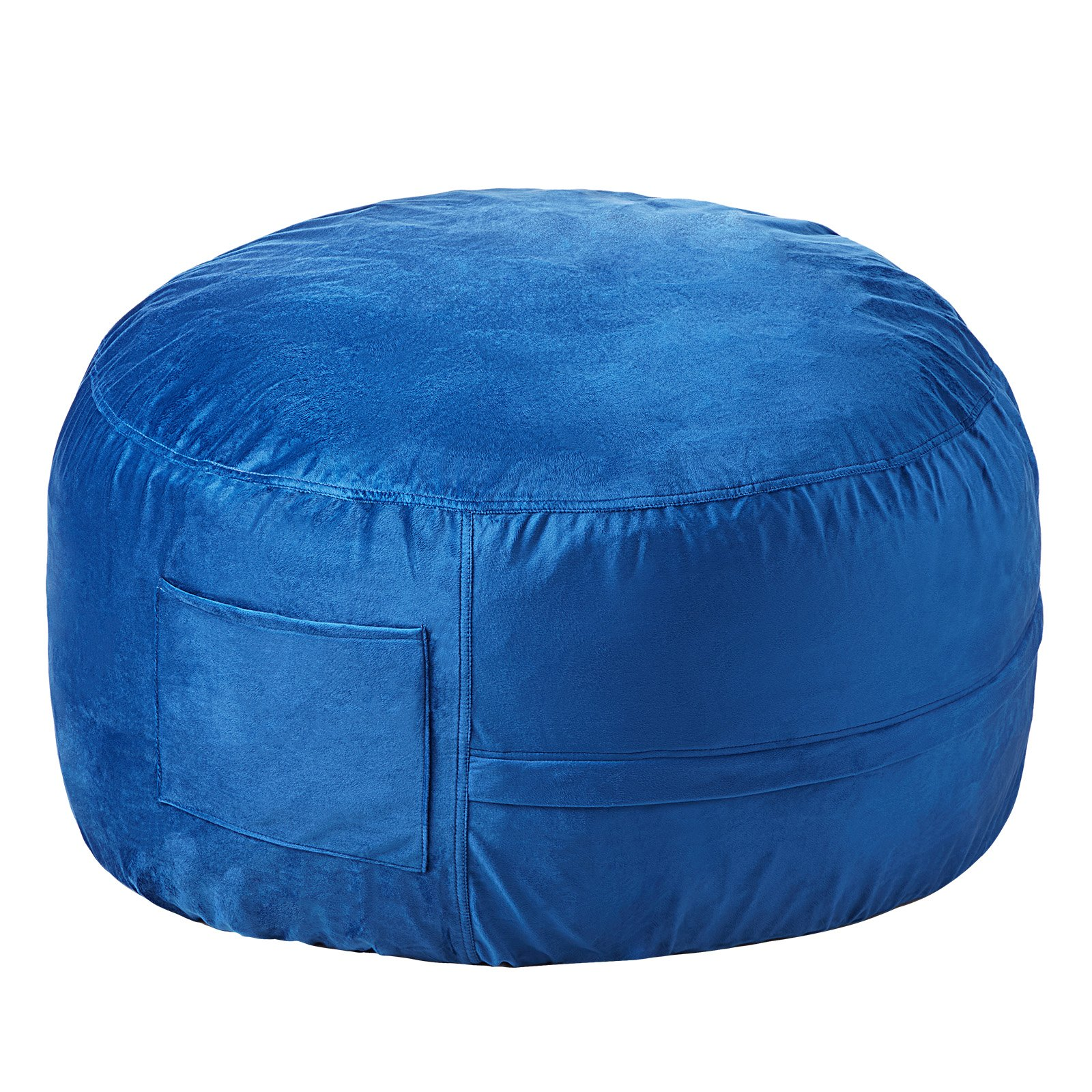Start2Finish blue VEVOR 3-foot round bean bag chair with washable cover, memory foam filling, ideal for bedroom or playroom.