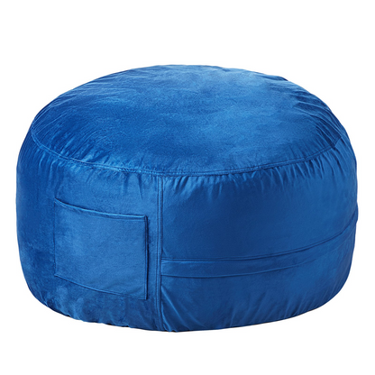Start2Finish blue VEVOR 3-foot round bean bag chair with washable cover, memory foam filling, ideal for bedroom or playroom.