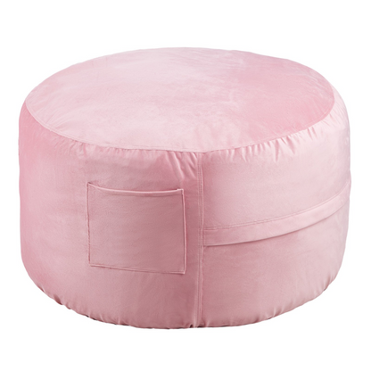 Pink VEVOR 3-foot round bean bag chair with washable cover, memory foam filling, soft Dutch velvet, ideal for bedroom or playroom.
