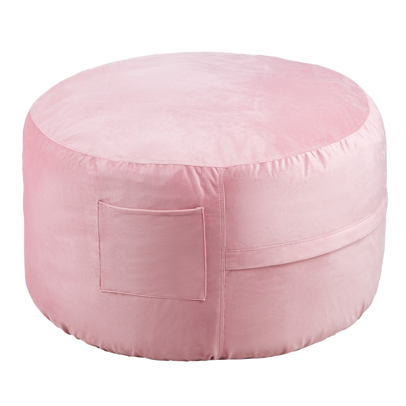 Start2Finish VEVOR pink round bean bag chair with removable washable cover, filled with memory foam and soft Dutch velvet fabric.