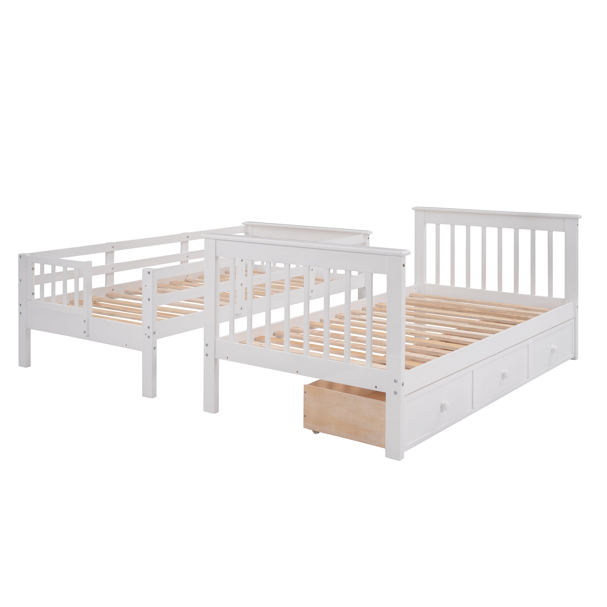 Stairway Twin-Over-Twin Bunk Bed with Three Drawers for Bedroom, Dorm