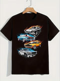 Men'S Youth Crew Neck T-Shirt, 4 Cool Sports Car Print, Casual  Tops,