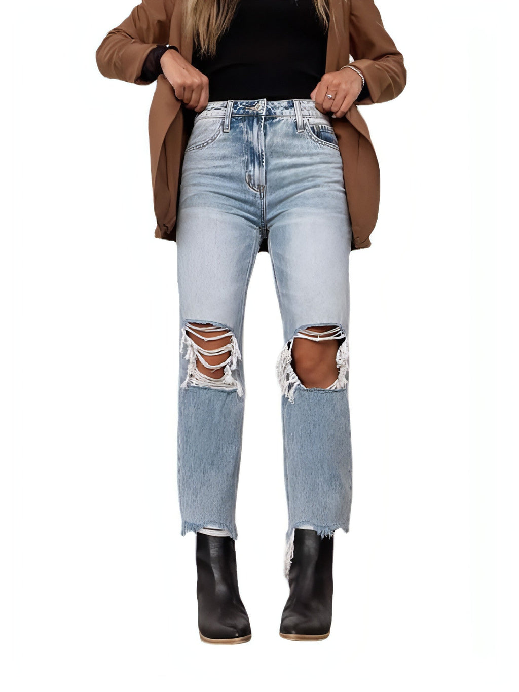 UrbanEase™ High Waist Loose Straight Trousers Women Jeans
