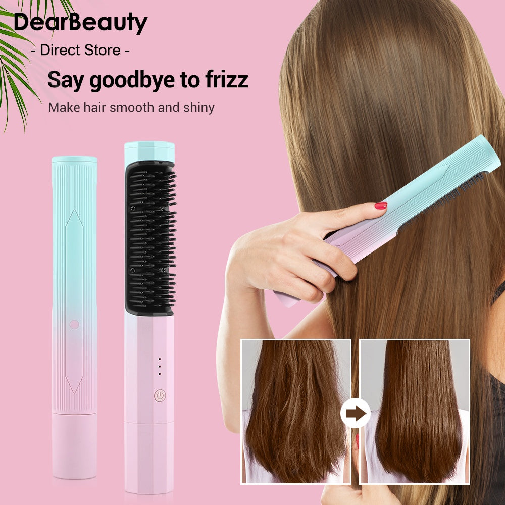 Straightening Comb Rechargeable Hair Wireless Straightener Curler Curl