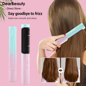 Straightening Comb Rechargeable Hair Wireless Straightener Curler Curl