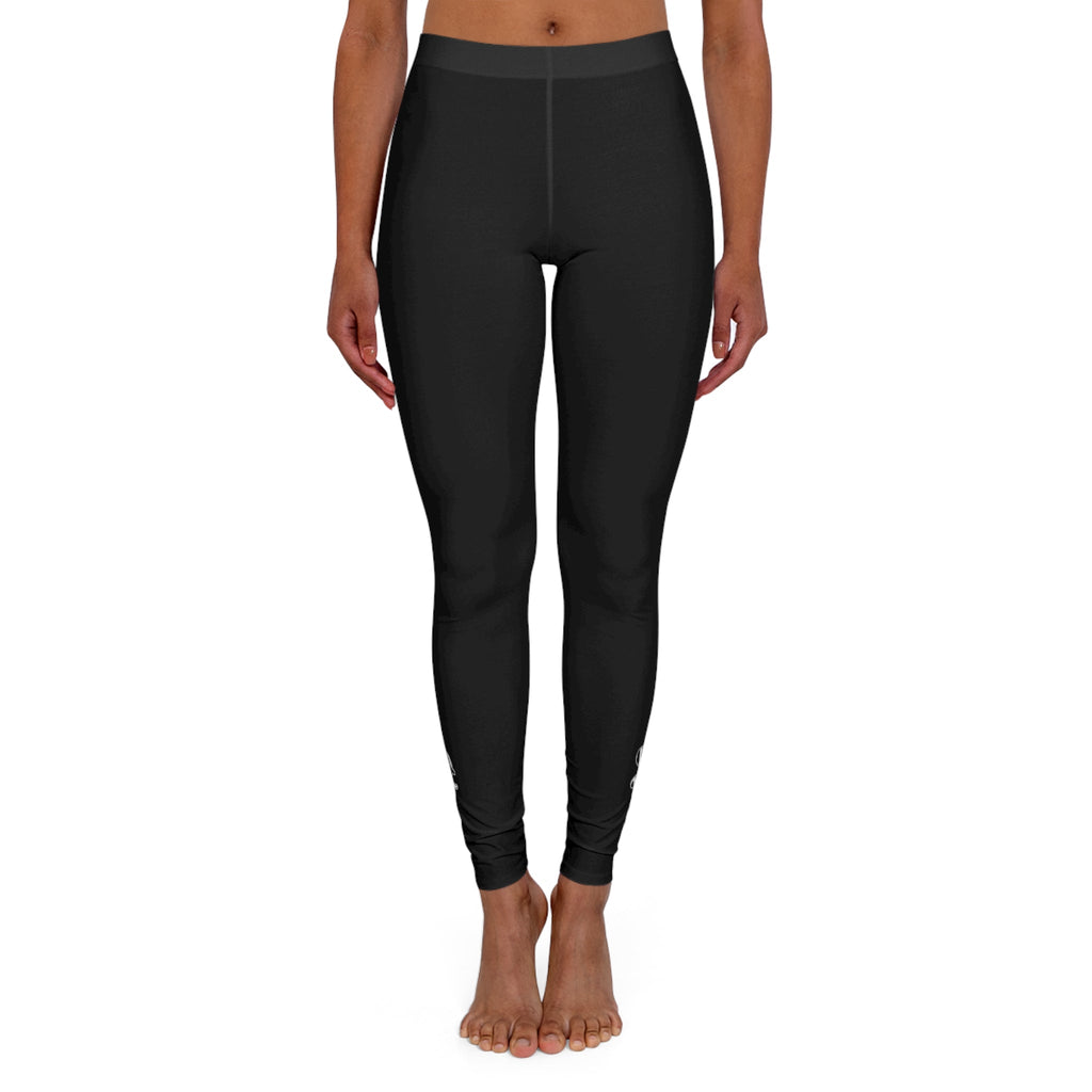 Womens Black Fitness Leggings Black and White Abstract Mama Pattern