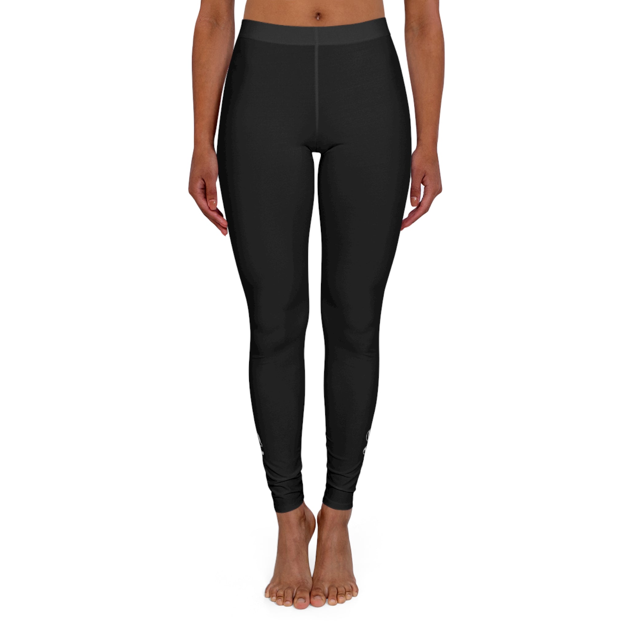 Womens Black Fitness Leggings Black and White Abstract Mama Pattern