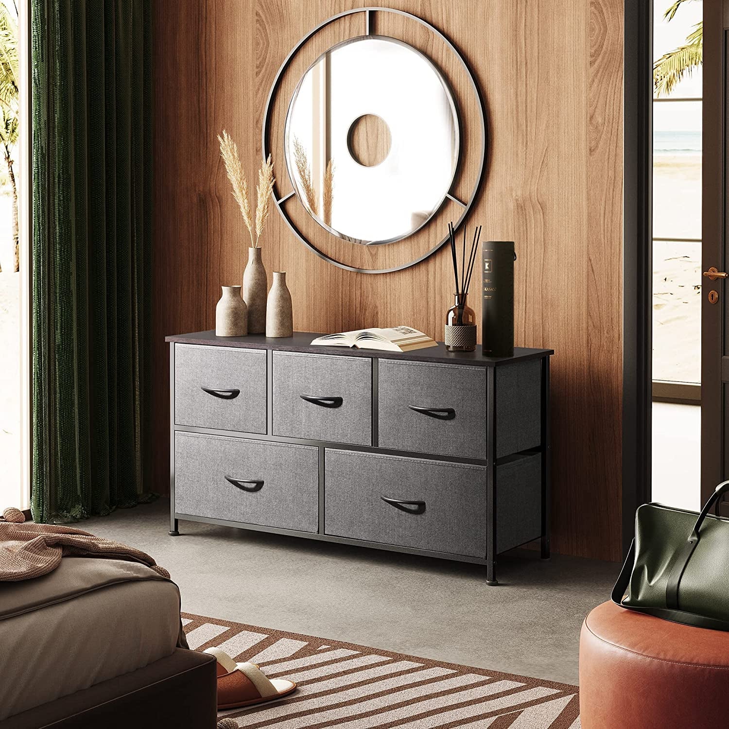 5 Drawer Fabric Dresser Organizer For Bedroom Storage