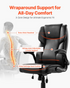 Start2Finish VEVOR executive office chair with lumbar support, flip-up armrests, PU leather, and adjustable height for ergonomic comfort.