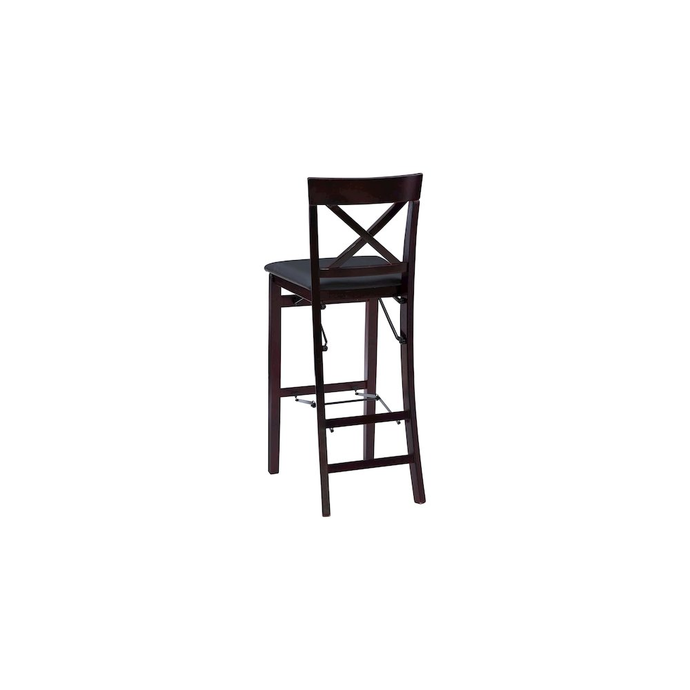 Start2Finish Triena 30-inch back folding bar stool with X-back design, featuring a sturdy frame and comfortable seat.