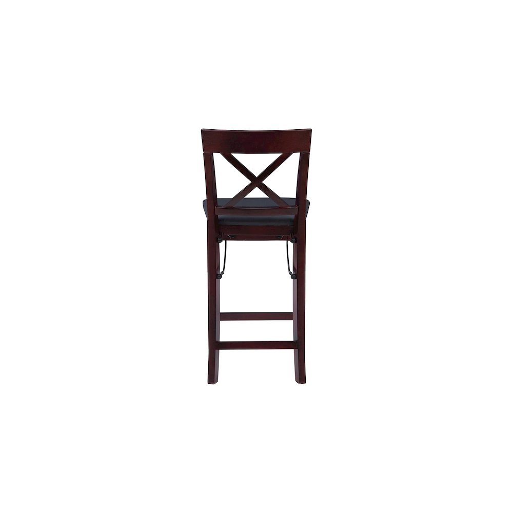Start2Finish Triena 24-inch X-back folding counter stool with wooden legs and cushioned seat, ideal for kitchen or bar areas.