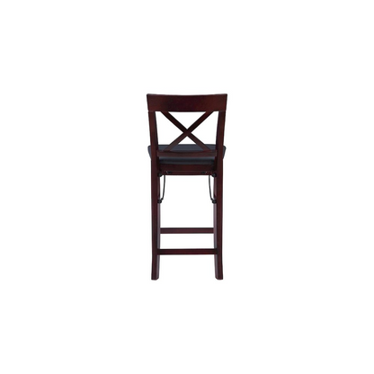 Start2Finish Triena 24-inch X-back folding counter stool with wooden legs and cushioned seat, ideal for kitchen or bar areas.