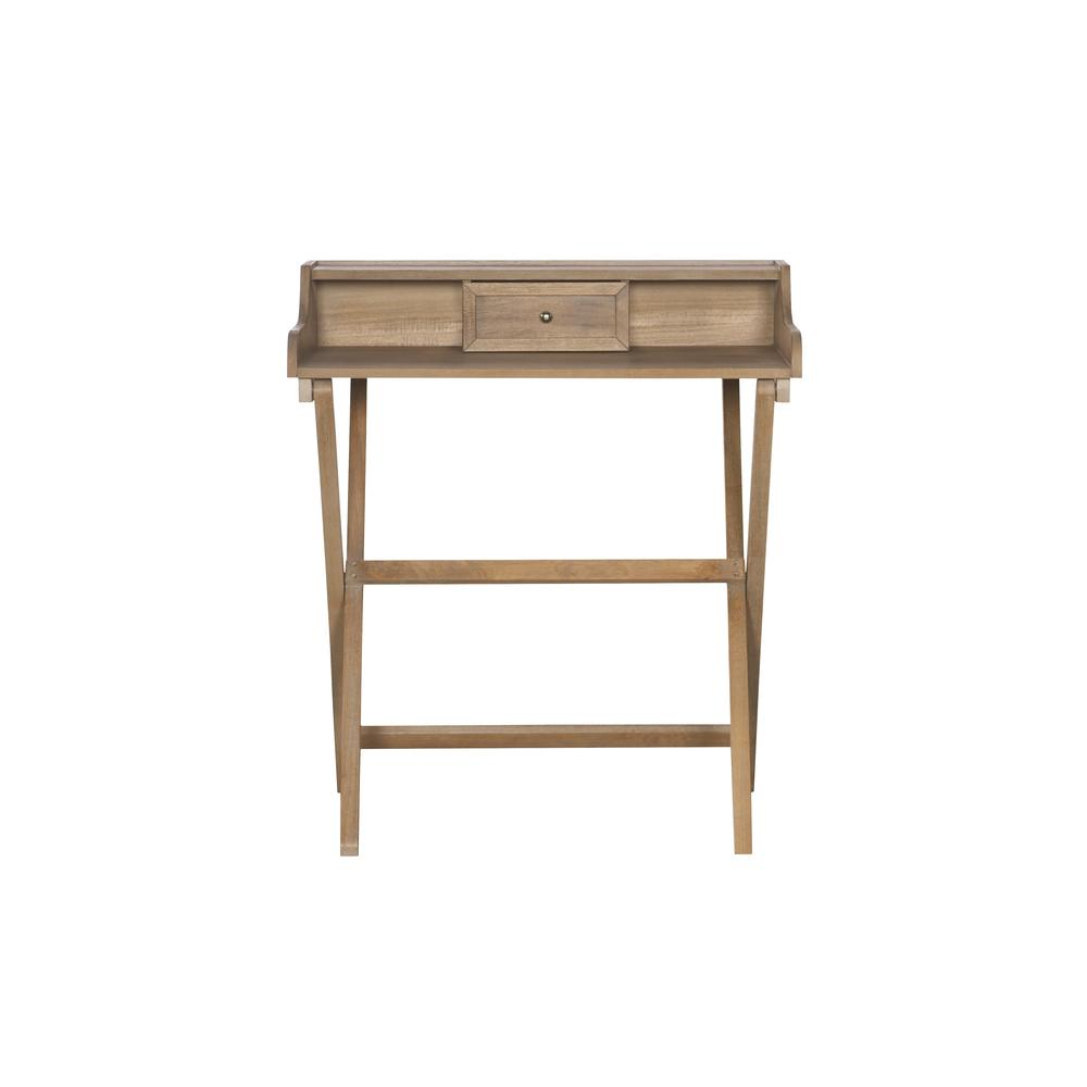 Start2Finish Coy Rustic Brown Folding Desk with wood grain finish, compact design, and sturdy metal legs for versatile workspace.