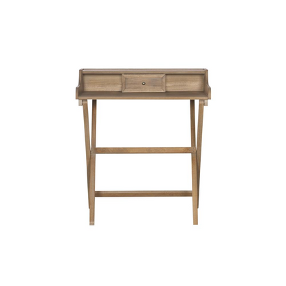 Start2Finish Coy Rustic Brown Folding Desk with wood grain finish, compact design, and sturdy metal legs for versatile workspace.
