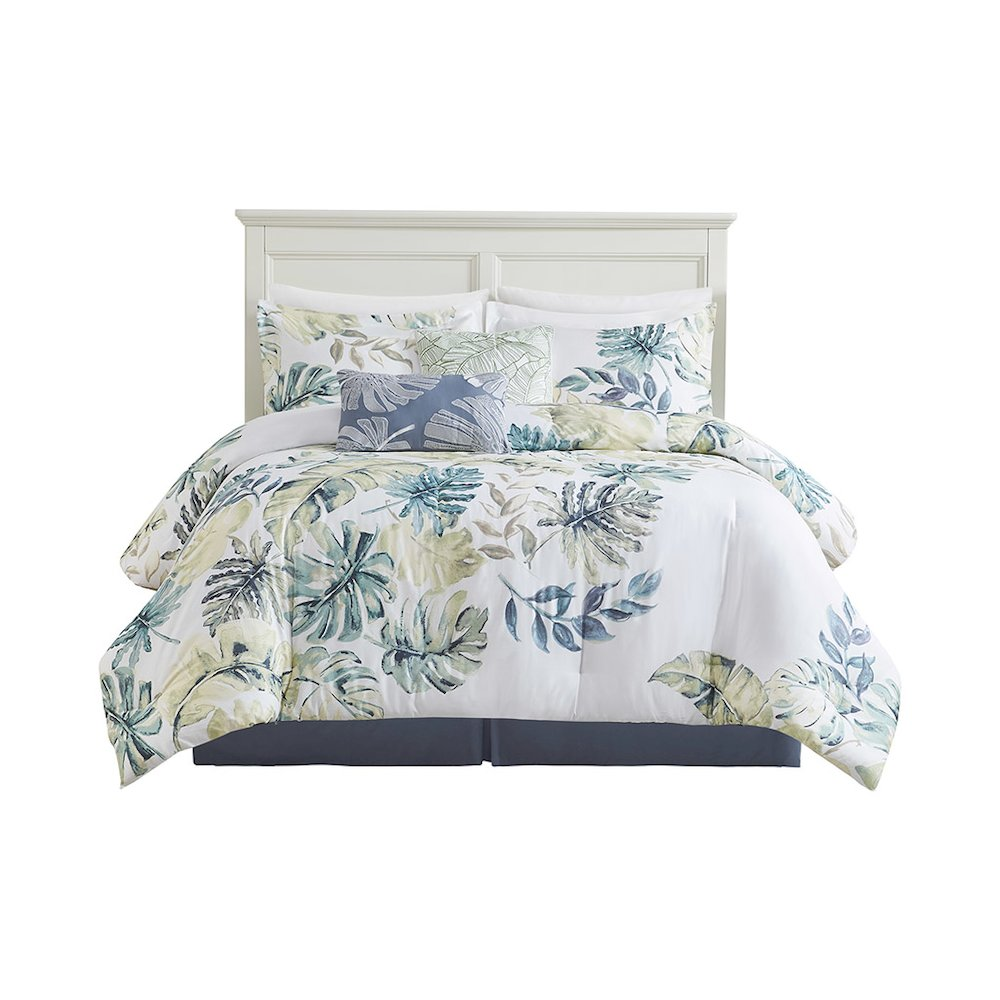 Start2Finish cotton printed 6-piece comforter set with colorful floral patterns and matching pillow shams on a neatly made bed.