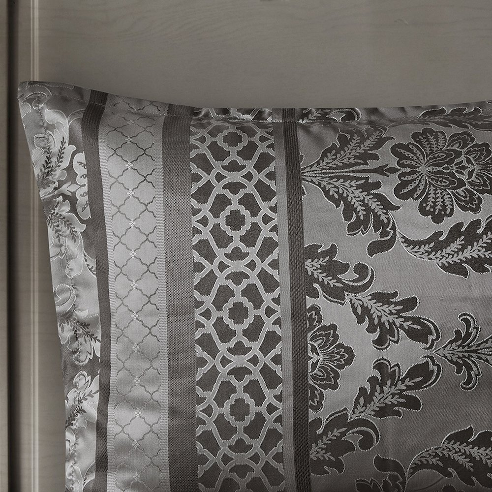 Start2Finish 7-piece jacquard comforter set featuring intricate woven patterns in elegant, soft fabric for a cozy bedroom look.