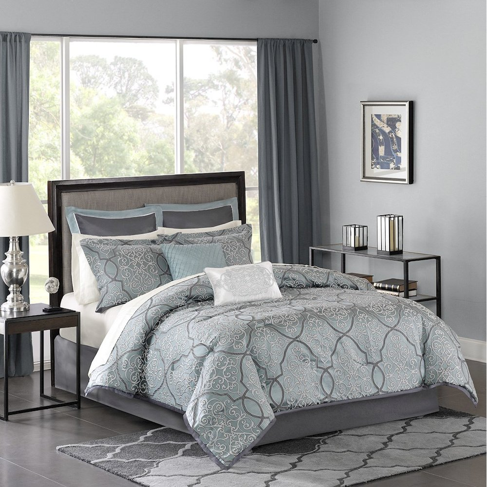 Start2Finish 12-piece comforter set with cotton bed sheets, featuring a cozy, stylish bedding ensemble for a comfortable bedroom look.