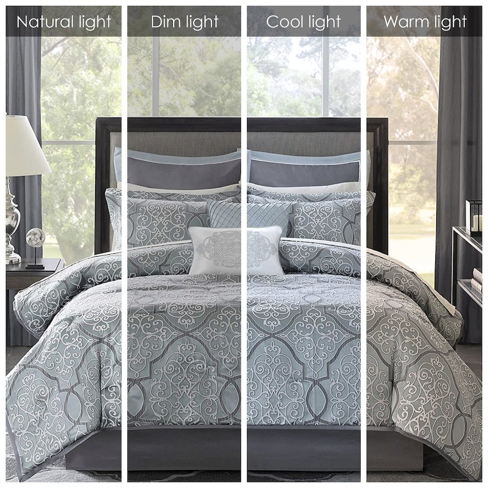 Start2Finish 12-piece comforter set with cotton bed sheets, featuring soft, cozy bedding and matching decorative pillows.